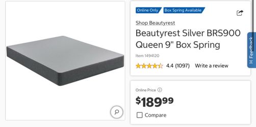 Brand new- Beautyrest Queen box Spring 9”- Silver BR900