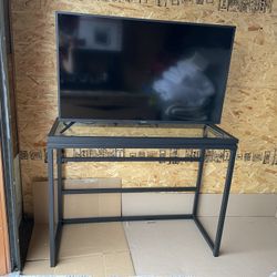 50” Pioneer LED TV 4K UltraHD FireTV W/ Glass & Black Tv Stand