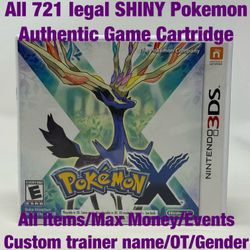 Unlocked Authentic Pokemon X Nintendo 3DS All 721 Shiny Pokemon