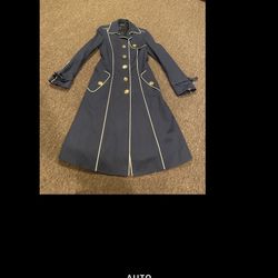 EUC Women’s Sz Small Burberry Navy blue gold button spring jacket trench coat
