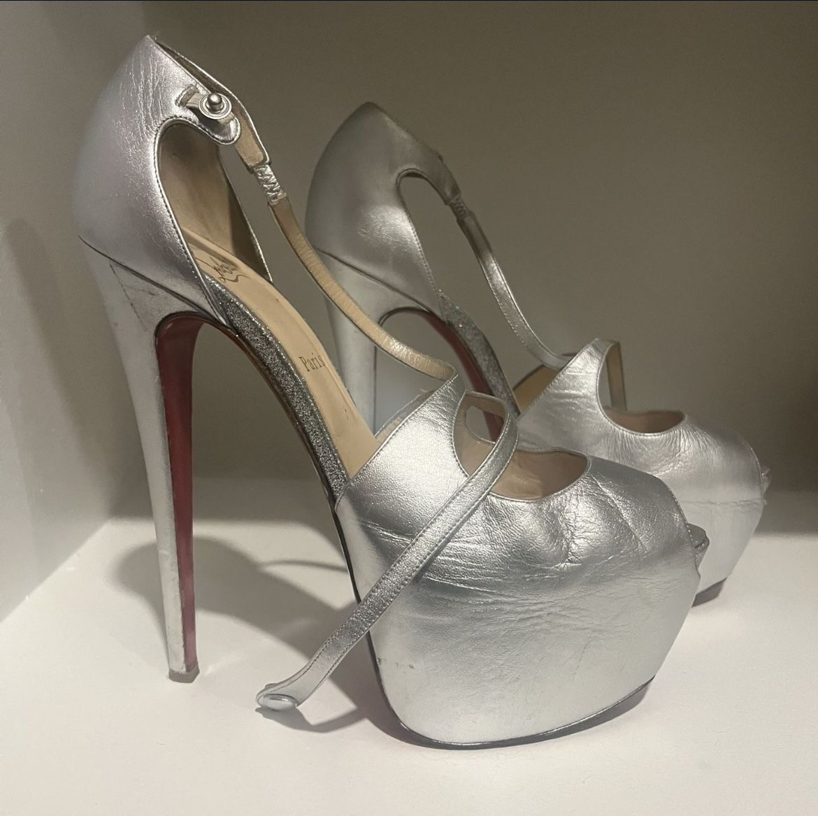 Silver Christian Louboutins (Red Bottoms)