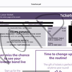 Felipe Esparza Addison Improv  $80/OBO