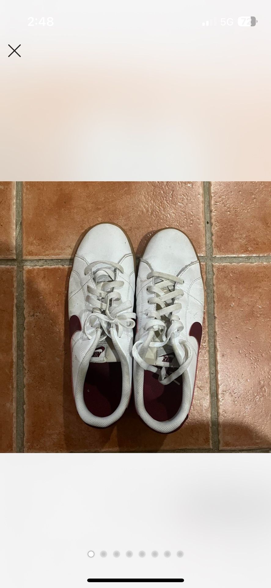 Burgundy and White Nike Trainers