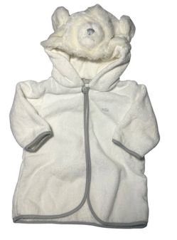 Baby Dior White Fleece Hooded Bear robe sz T1