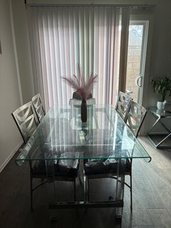 Glass Top Dining Table with 4 Chairs