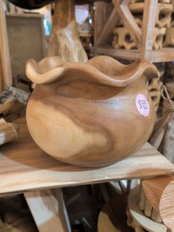 Large wooden bowl centerpiece