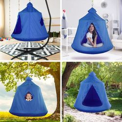 Hanging Tree Tent Waterproof Swing Tent Indoor Outdoor Backyard Play House Hammock Tent for 2-3 Kids, 330lbs Weight Capacity