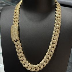 New 17mm Natural Diamond Cuban Chain Pavé 22 inch