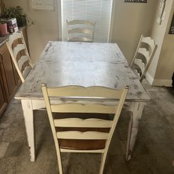 Farmhouse White Country Table And 4 Chairs