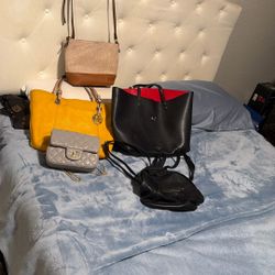 4 Purses And A Mini Backpack For Sale 