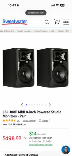 Jbl 308 mk2 speakers / monitors