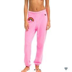 Neon Pink Aviator Nation Women’s Sweat Pants And Crew Sweatshirt