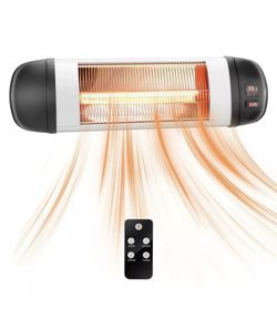 1500W Wall Mount Electric Portable Carbon Heater Garden Outdoor Indoor