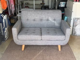 Mid-Century Modern Gray Loveseat
