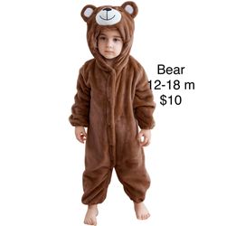 Baby Brown Bear Onesie Costume Halloween 12-18 M / Disfraz de Oso Bebe