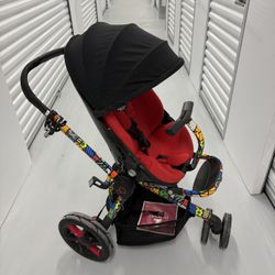 Rare Limited Edition Quinny Moodd Stroller – Romero Britto Pop Art Design (Red & Black)