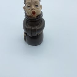 Ceramic Monk Figurine Brown Beige Religious Sculpture Collectible