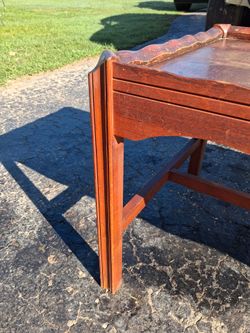 Vintage Wood Coffee Table with Gallery Rail