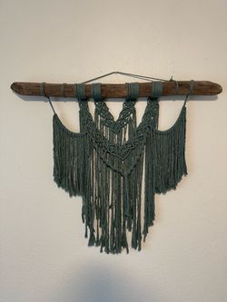 Beach wood Teal Macrome Wall hanging