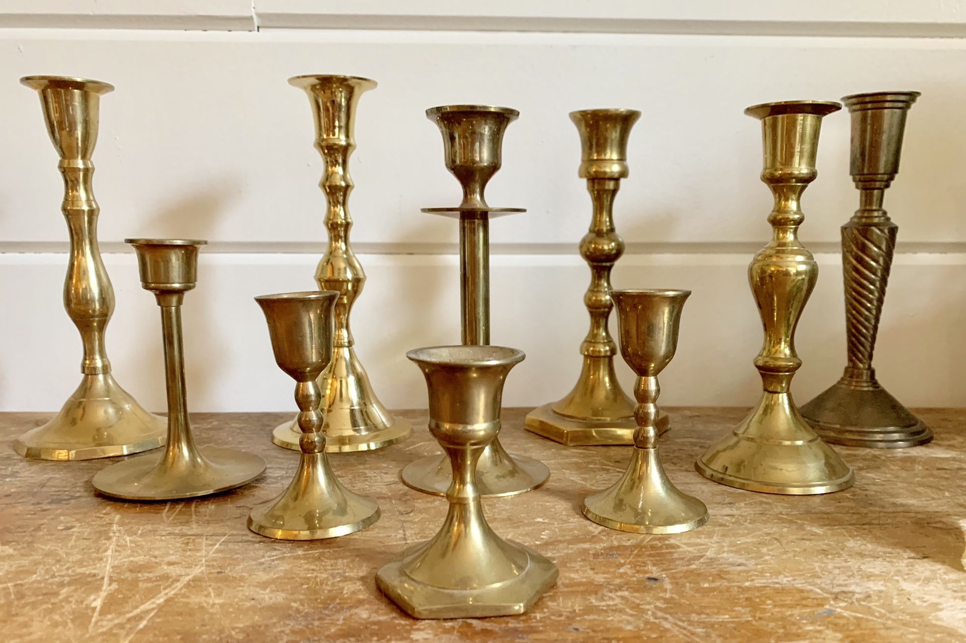 • vintage solid brass candlestick holders •