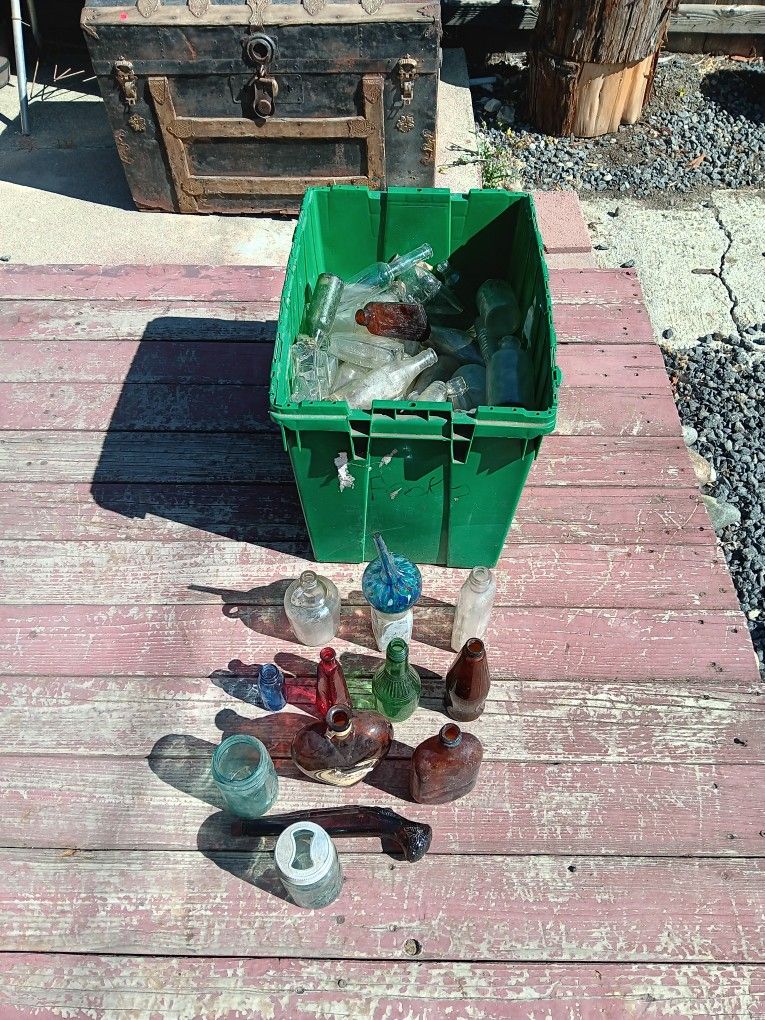 Lot Of Vintage Glass Bottles