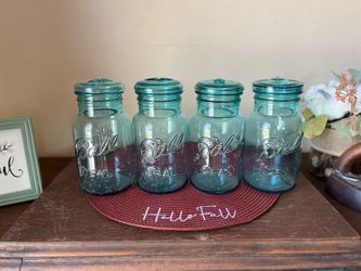 Ball Ideal Aqua Blue Mason Jars Set of 4