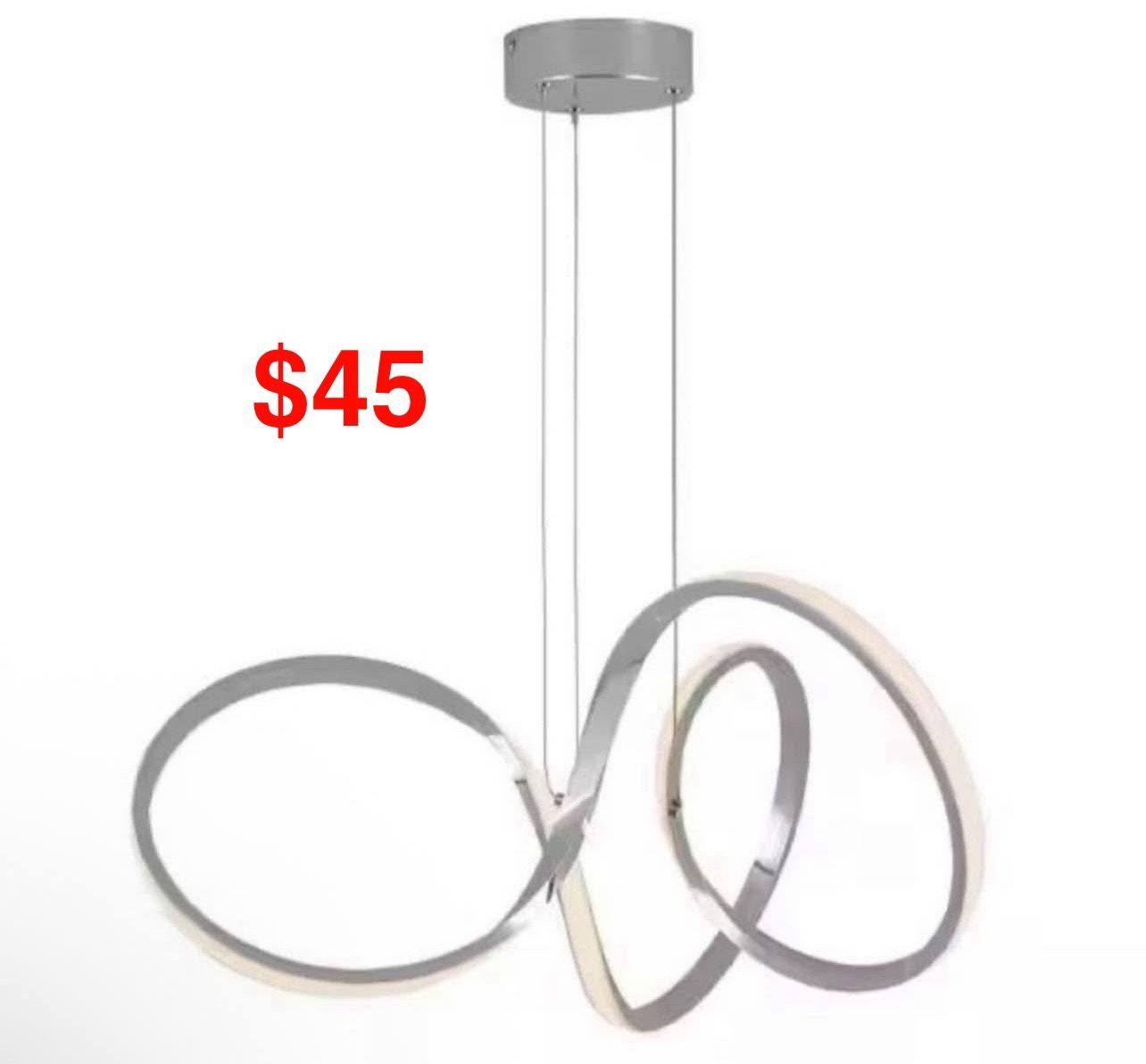 Artika Swirl 30-Watt 1 Light Chrome Modern Integrated LED Pendant Light Fixture for Dining Room or Kitchen