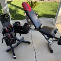 Boflex Dumbbells with Stand and bench