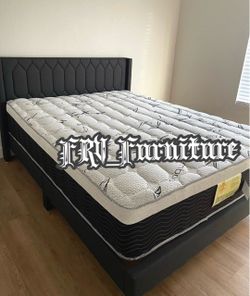 New queen bed frame with mattress