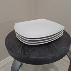 10.5" Square Curved Ceramic Platters (Restaurant Style Plates)
