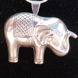 Large Sterling Silver Elephant Necklace 