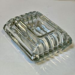 Vintage Ribbed Glass Art Deco Trinket, Jewelry, Candy or Cigarette Box