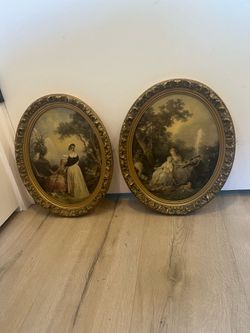Vtg Framed prints of Jean Baptist- Hilaire 13 by 16”