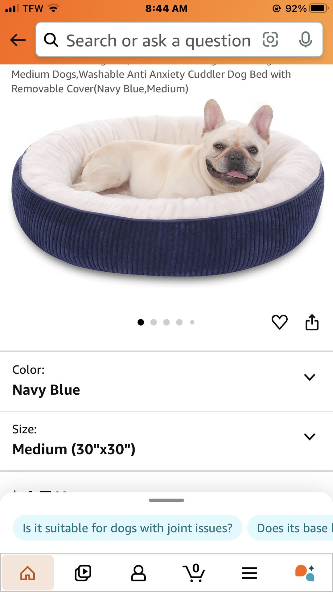 **On SALE.!!”Medium Pet Bed Navy & Gray”-NEW