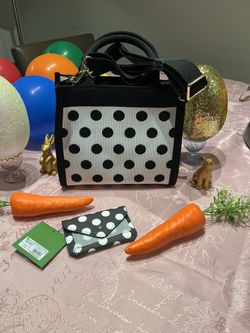 Kate Spade New York x Target Polka Dot Knit Crossbody Bag White/Black & Wallet Set