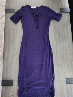 Velvet Torch Dark Navy Blue Midi Dress, Tie Front, Size Xs