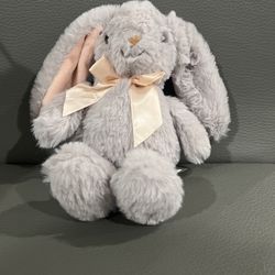 Cute BRAND NEW Gray Fluffy Bunny Plush + Free Stickers
