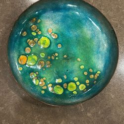 Mid Century Modern Abstract Enameled Copper Plate Frank Lee