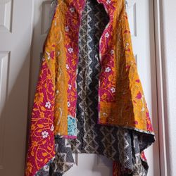 Cotton jacket vest poncho hippie boho contemporary reversible unisex muti colors