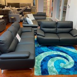 Holiday sale. Valencia black sofa and loveseat set only $799. Easy finance option. Same-day delivery.