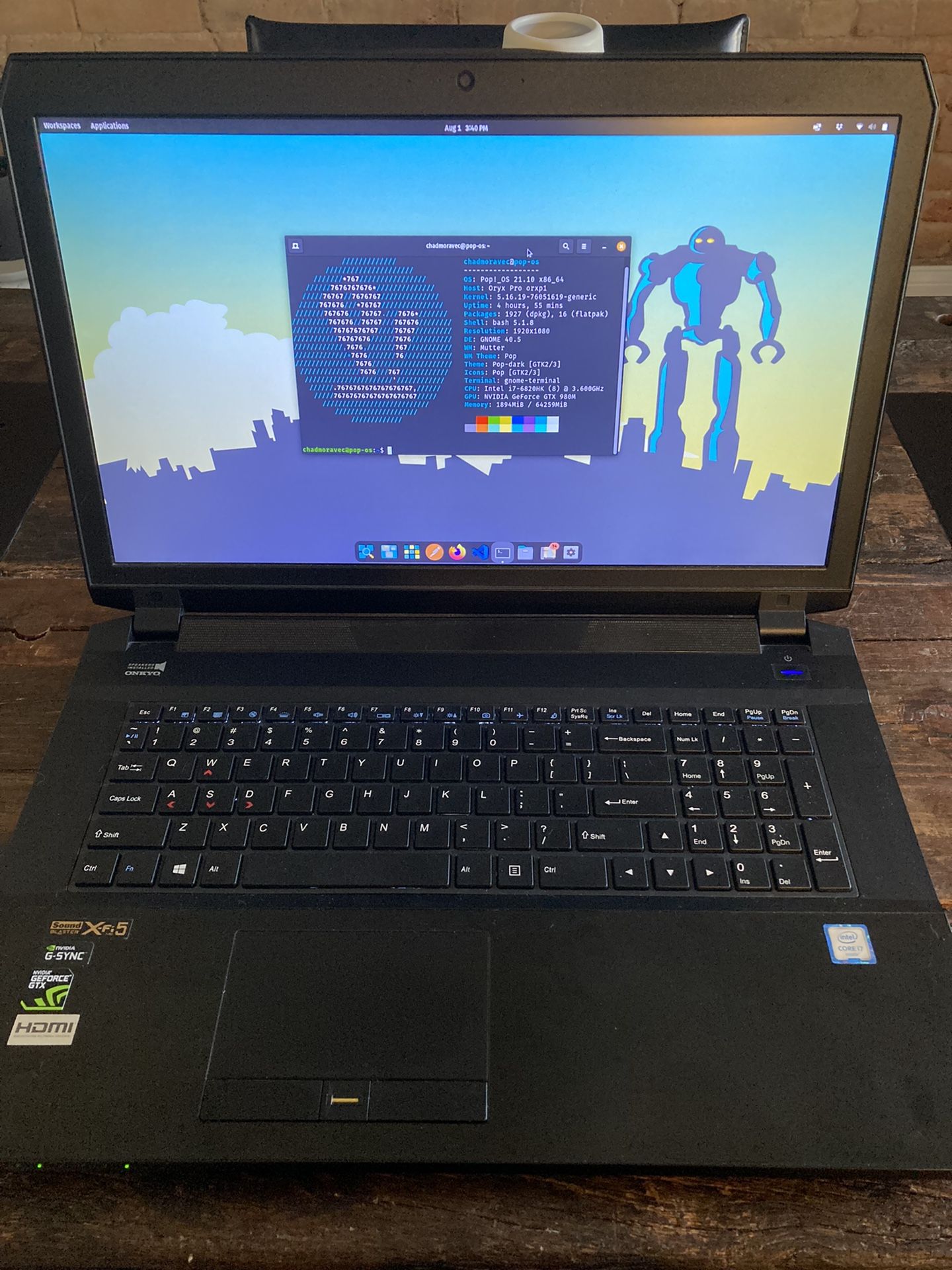 System76 Oryx Pro | Intel i7 - 6820HK | 64GB Ram | 1.5 TB