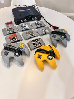 Nintendo 64 Console Bundle + 7 Games + 3 Controllers — $150