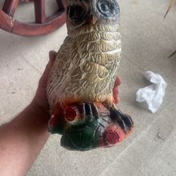 Ceramic Owl On A Log