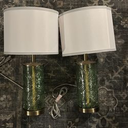 2 Gold And Green Lamps