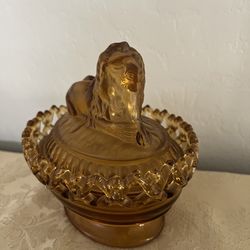 Vintage Lion Lid Candy Dish