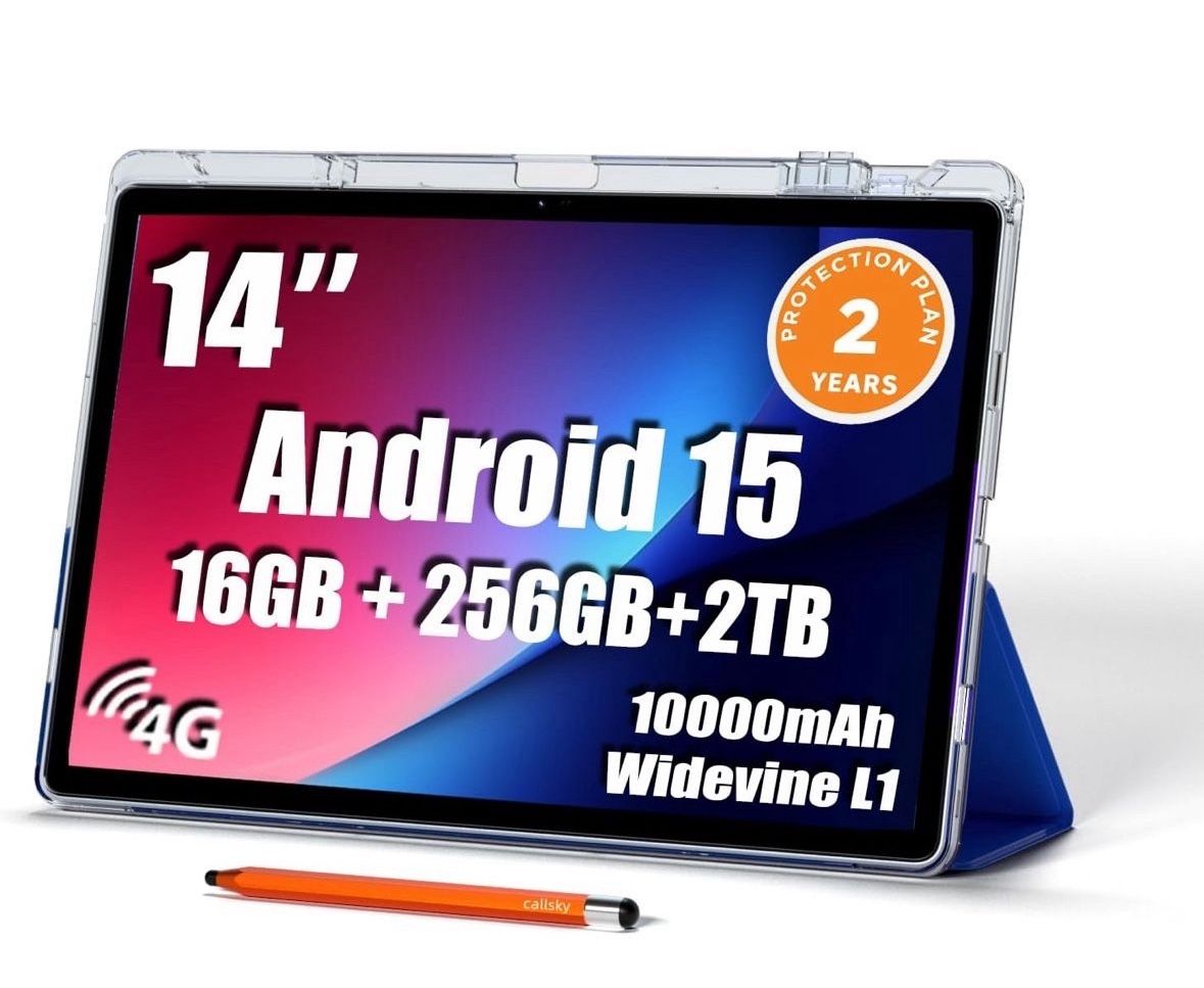 🔥New & Sealed 14” Android Tablet | 256GB | WiFi+4G LTE | Stylus + Case