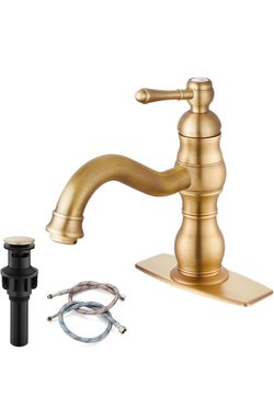 Brushed Gold Single-Handle Bathroom Faucet