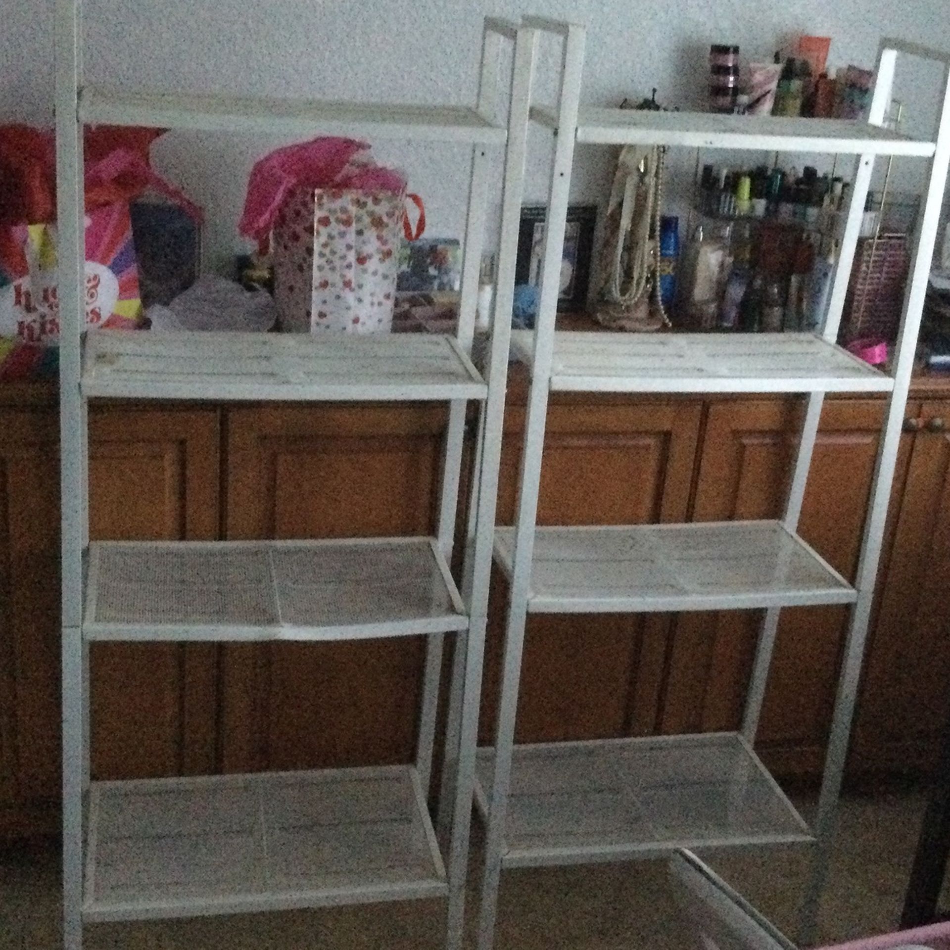 White Shelves, Metal Racks