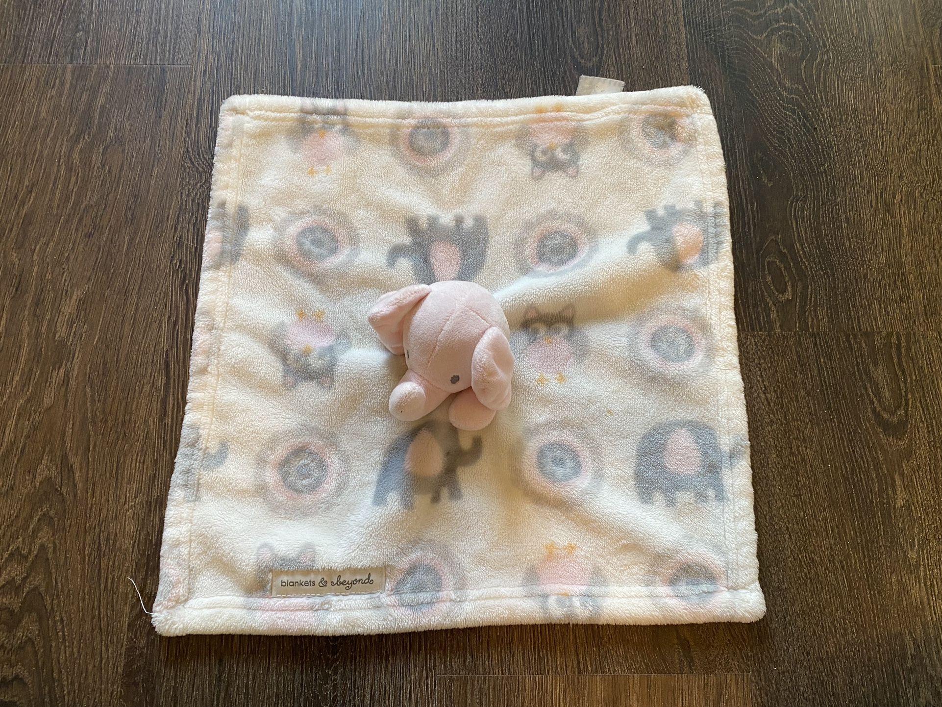 Blankets and Beyond elephant lovey pink and gray security blanket