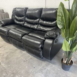 Free Delivery* Black Faux Leather Reclining Sectional Sofa Couch Recliners